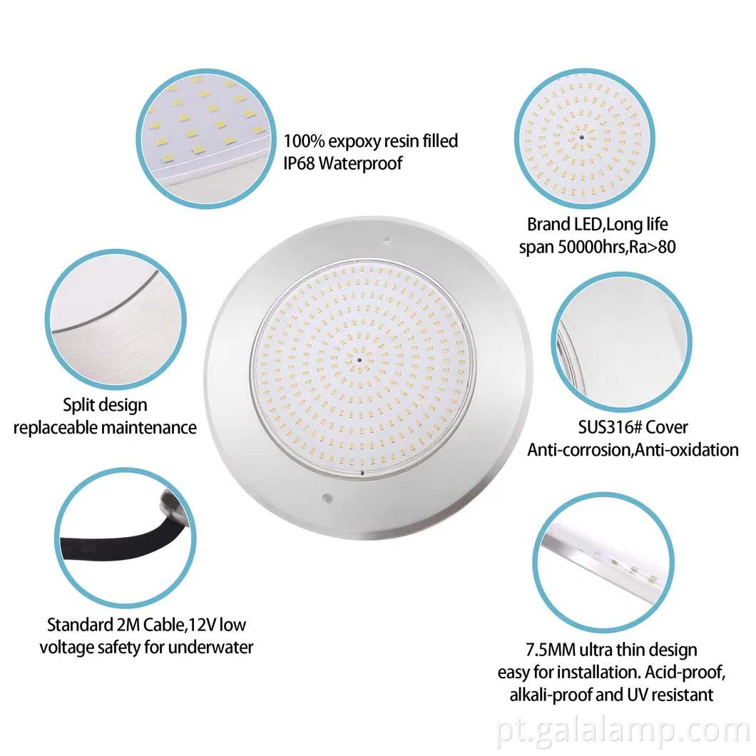 Ultra Slim IP68 Propertável Pool de LED de 12V de 12V luminária